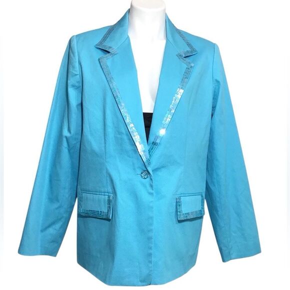 Quaker Factory Sequin Single Button Blazer Size Large - Picture 1 of 11